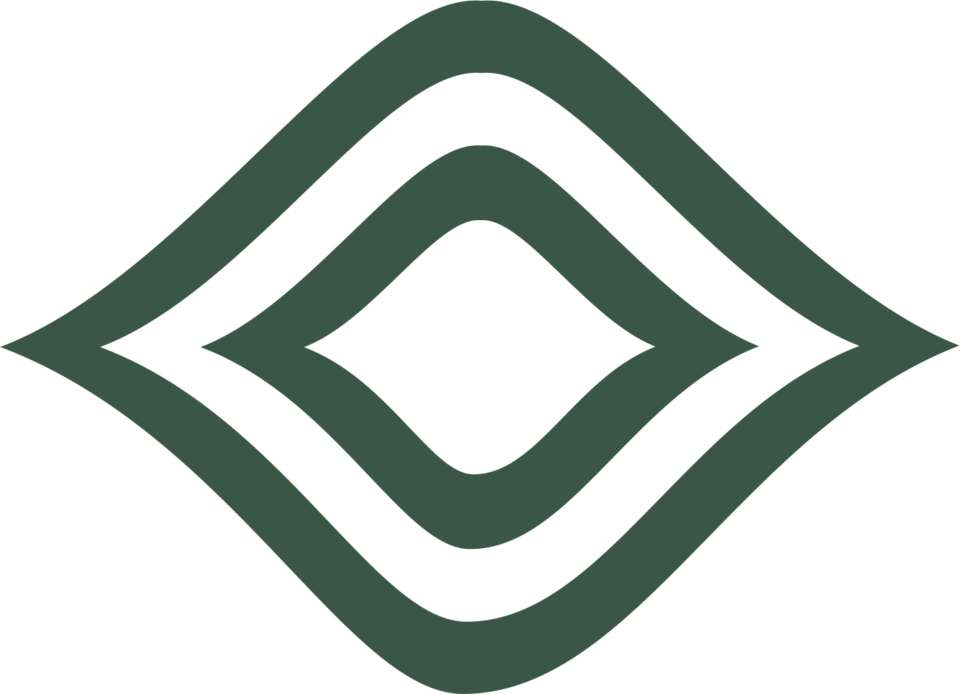 Três formas concêntricas de diamante verde-escuro.