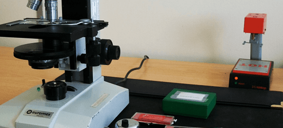 Microscope in a testing lab