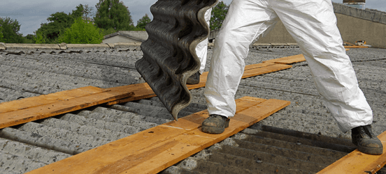 Asbestos tester on a roof