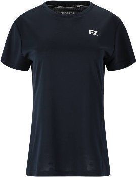 Een zwart t-shirt met een wit logo op de voorkant.
