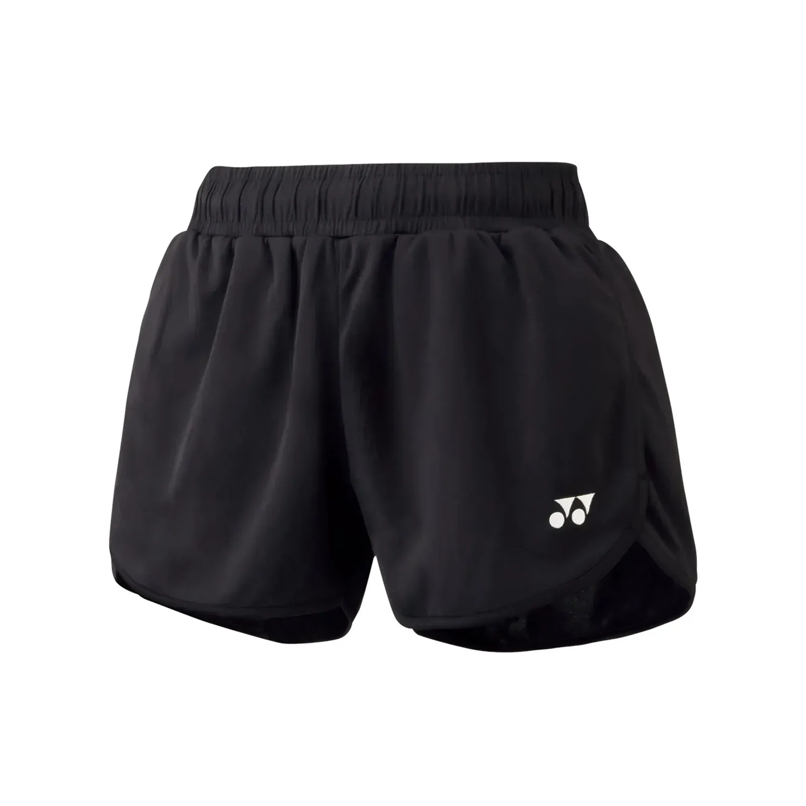 Een zwarte short met een wit logo aan de zijkant