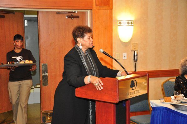 old woman doing speech