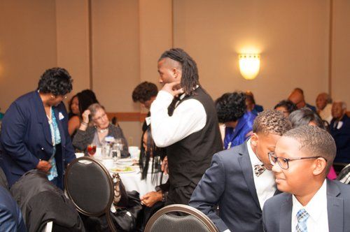 group of people talking