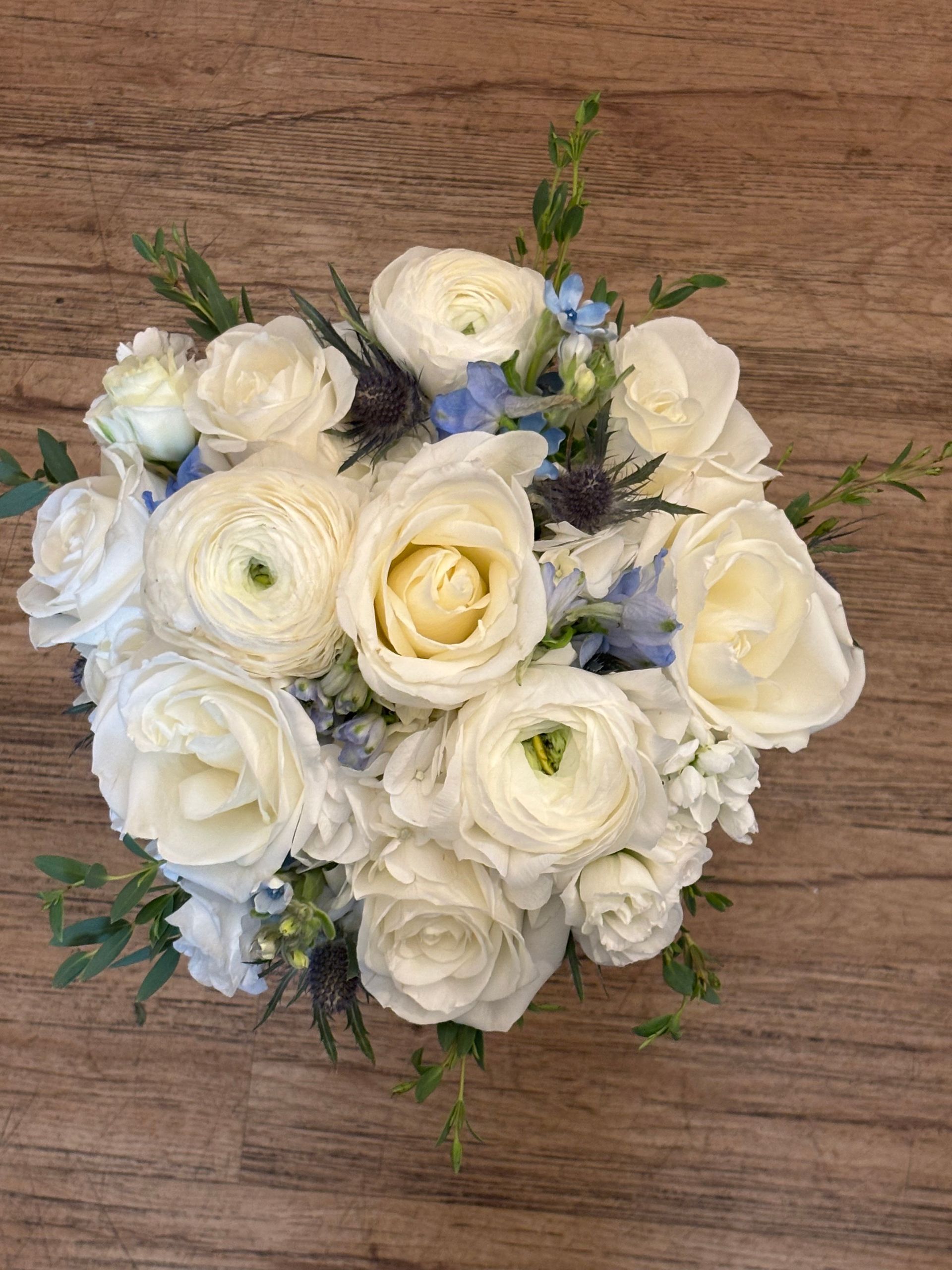 Wedding Bouquet with Blue Accent
