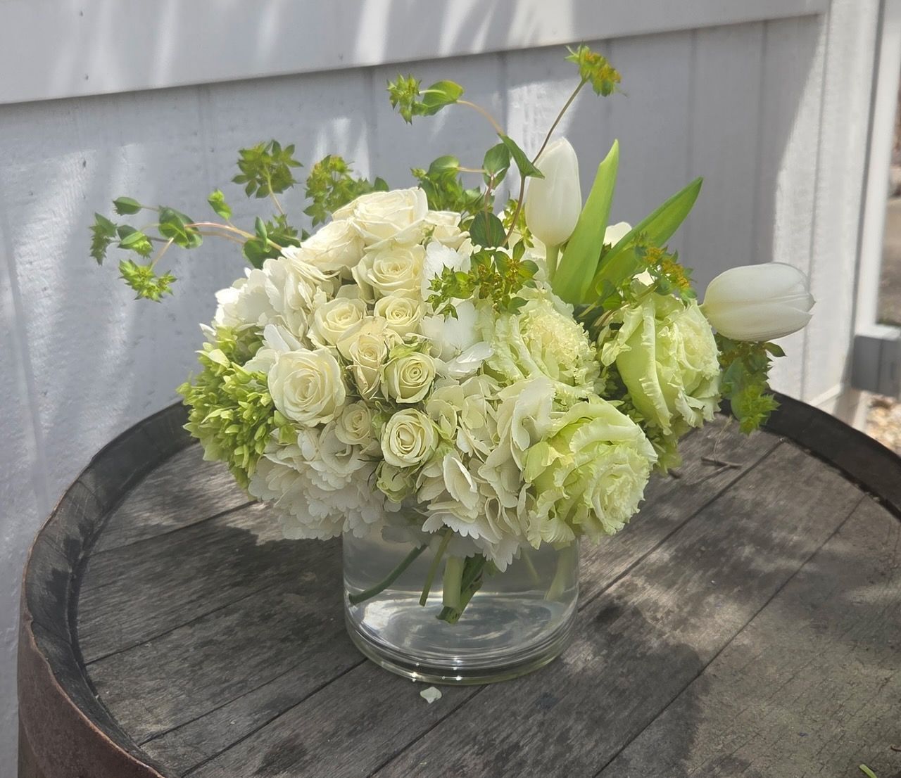 White and Green Earth Tone Cylinder