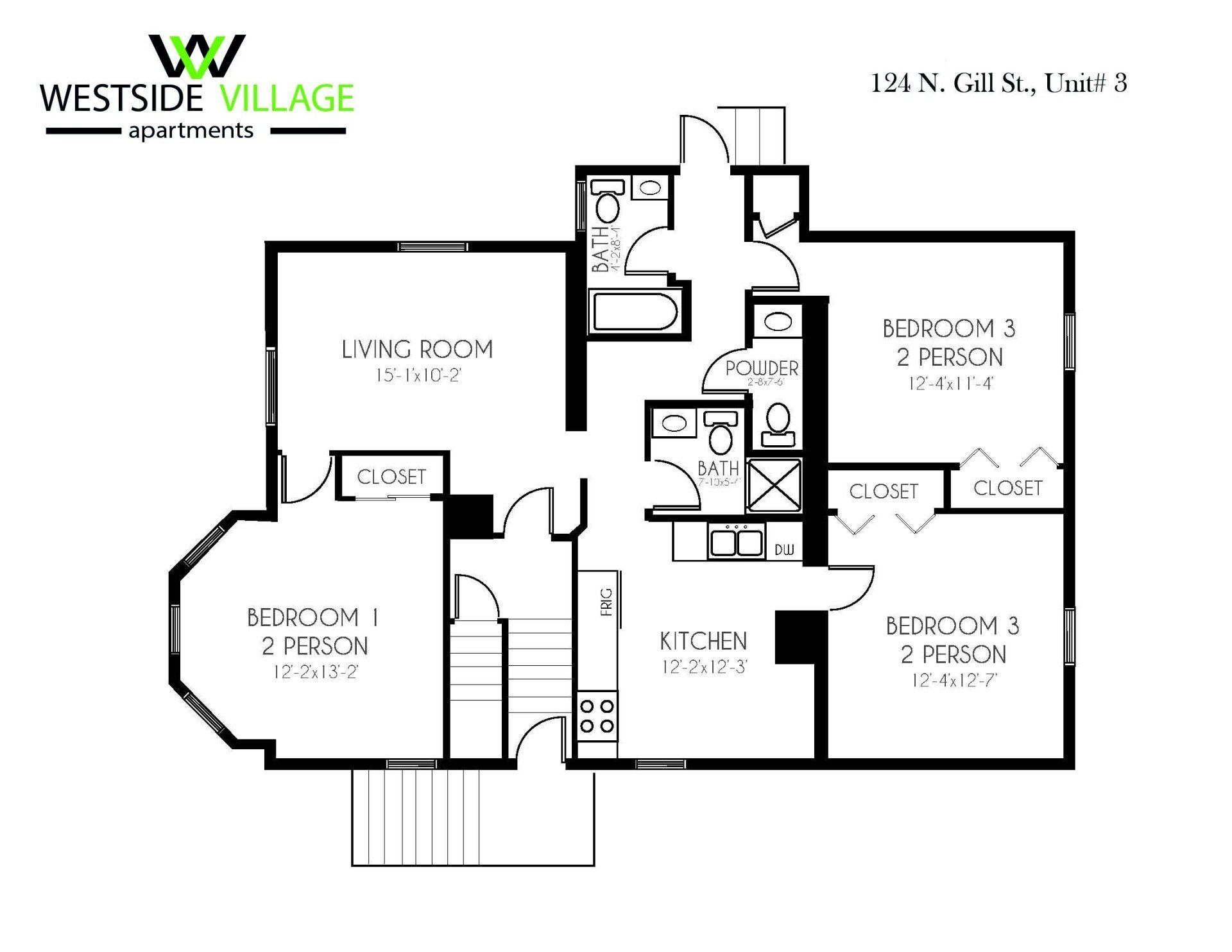 Floor Plan - Apartment 3 - 2 bedroom
