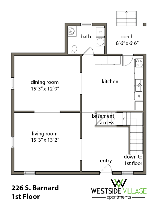 226 S. Barnard Floor Plan: First Floor