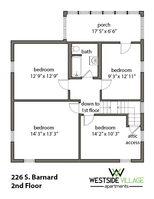 226 S. Barnard Floor Plan: Second Floor