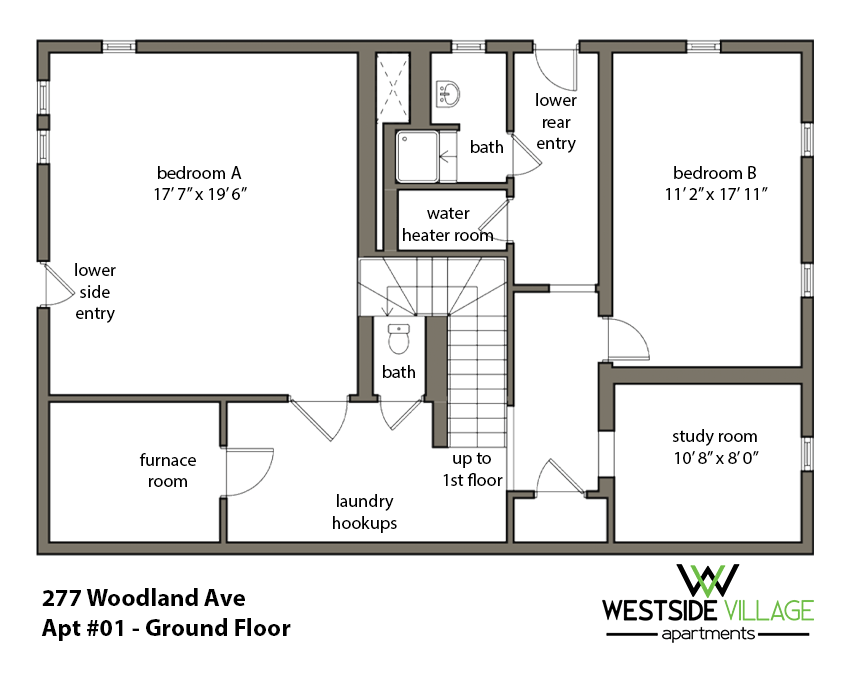 277 Woodland Ave. Floor Plan: Apartment 1 Ground Floor