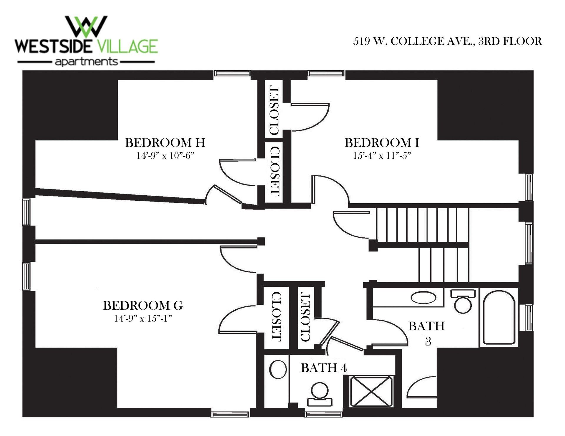 519 W. College Floor Plan: Third Floor