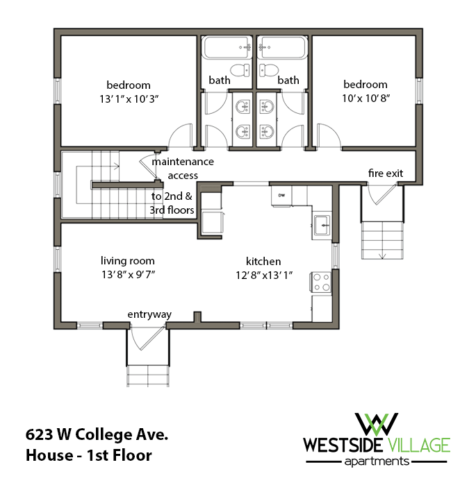 623 W. College Floor Plan: First Floor