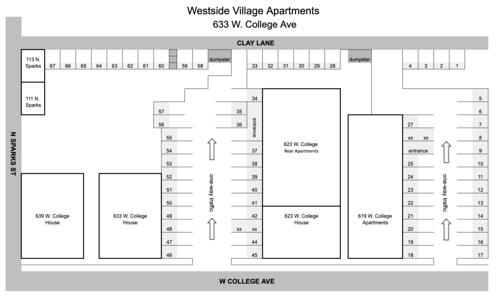 633 W. College Avenue Parking Map