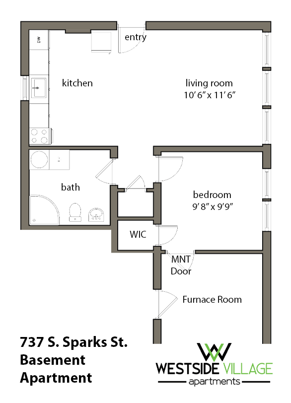 737 S. Sparks Floor Plan: Basement Apartment