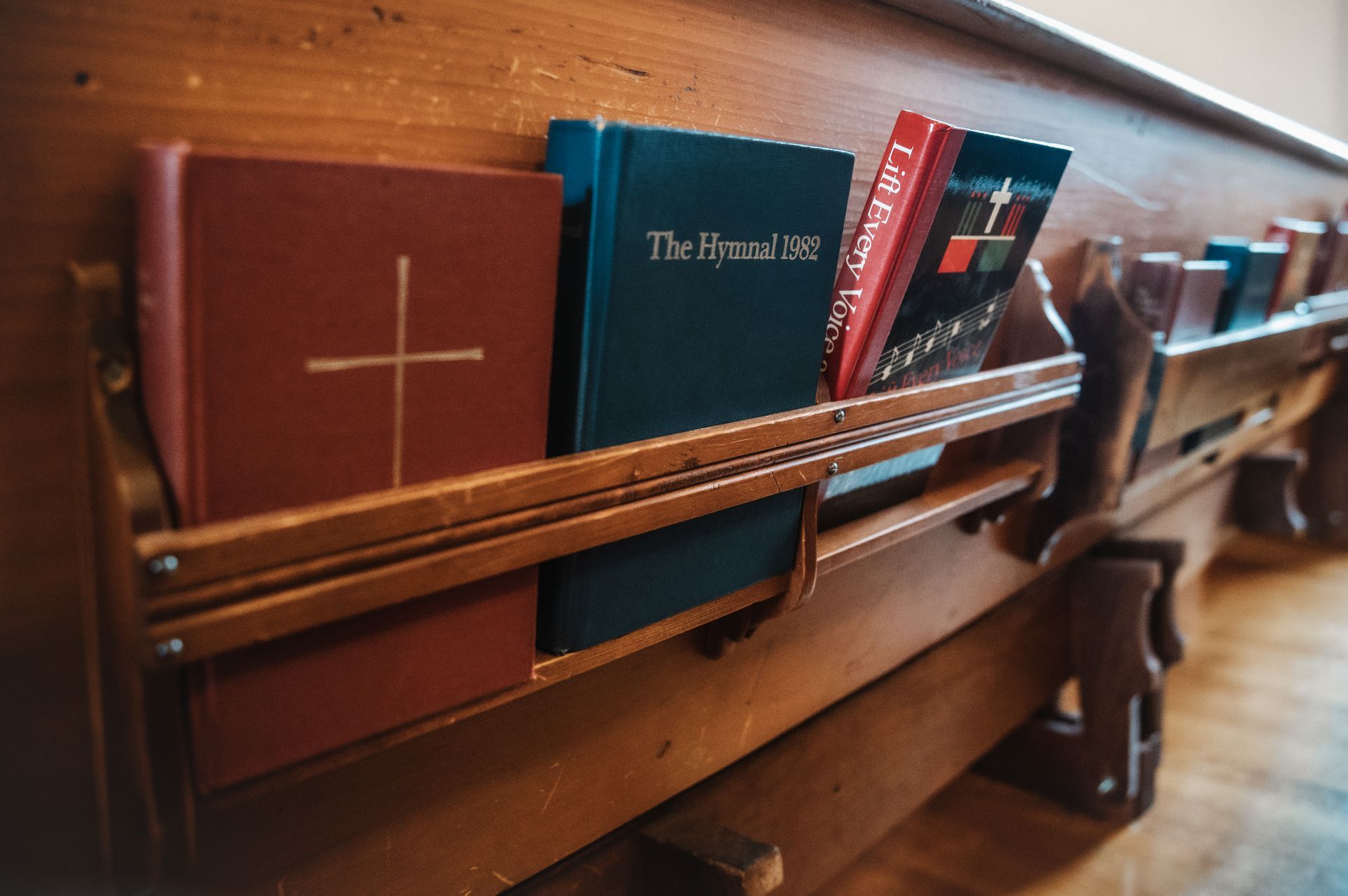 Books in pews at Ascension