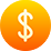 An orange circle with a dollar sign on it.