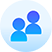 Two blue people are standing next to each other in a circle.