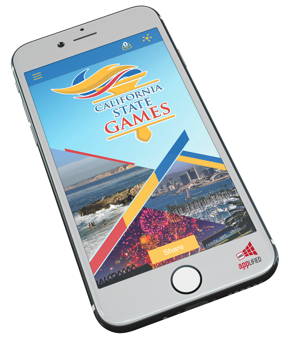 Image of the Cal State Games App on an iphone.