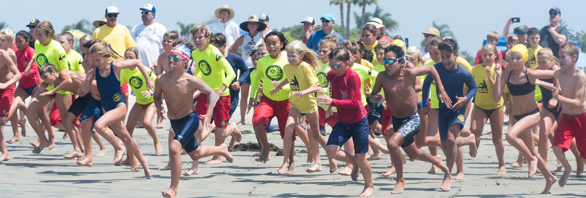 Young boys and girls competing in a jr. lifeguard competition