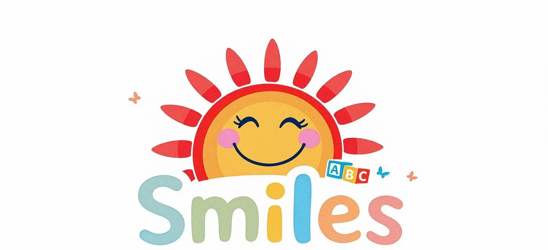 A blue background with yellow text that says smiles child care