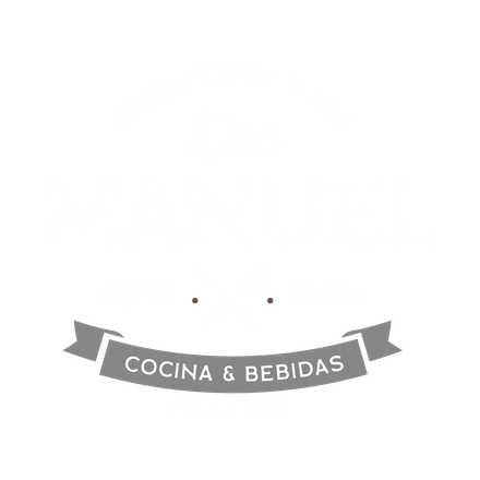 Un logotipo para cocina & bebidas con una cinta sobre fondo blanco.