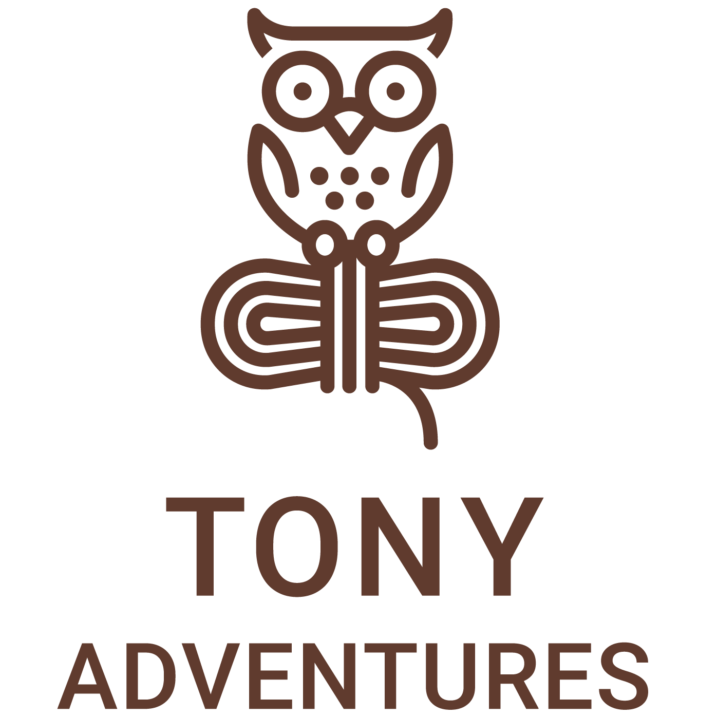 לוגו להרפתקאות טוני עם ינשוף עליו.