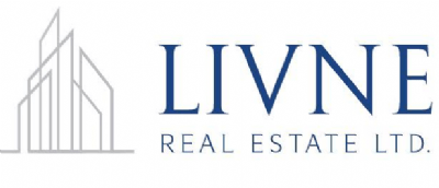 הלוגו של livne Real Estate Ltd. הוא כחול ולבן