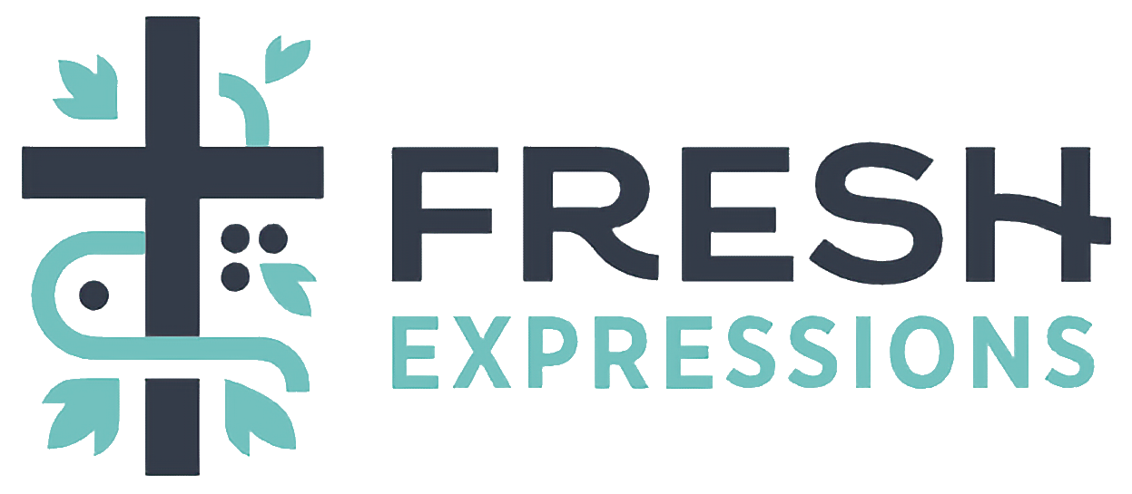 The logo for fresh expressions has a cross and leaves on it.