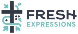 The logo for fresh expressions has a cross and leaves on it.