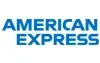 American Express logo in blue text on a white background