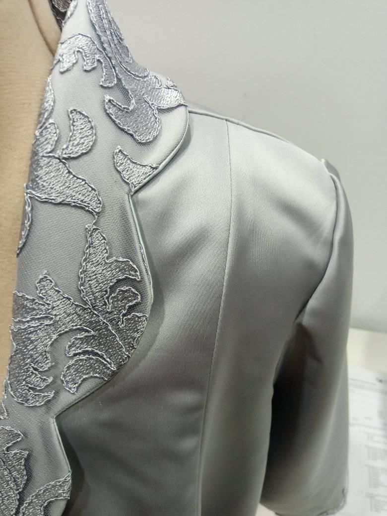 Close Up of Grey Silk Coat — Dressmaker & Salon in Belconnen, ACT