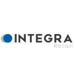 El logotipo de Integra Retail es un logotipo azul y blanco sobre un fondo blanco.