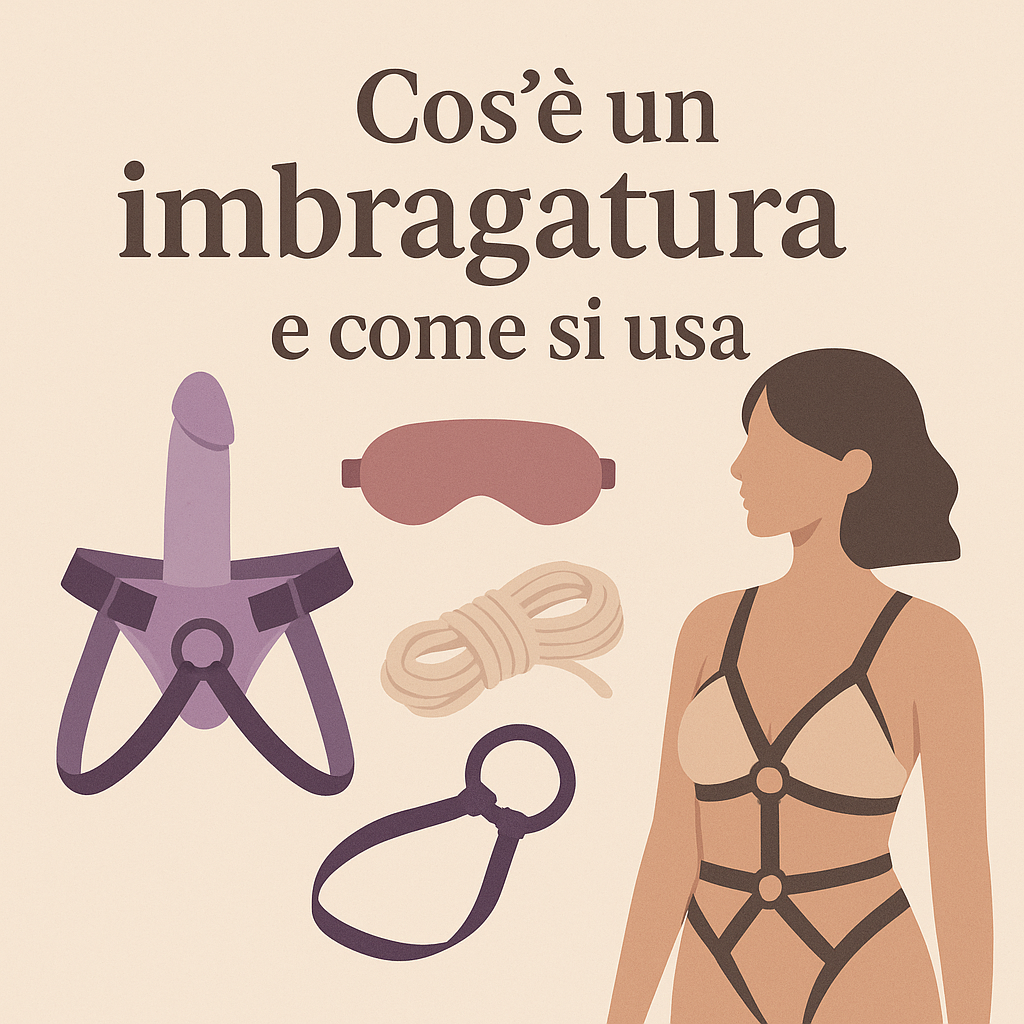 Illustrazione pastello che rappresenta un’imbragatura erotica con donna stilizzata in stile elegante