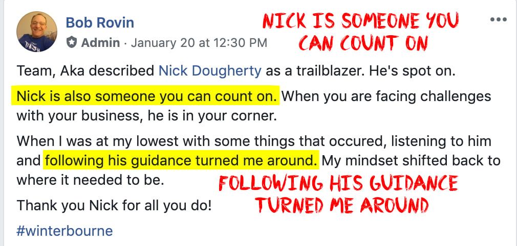 A facebook post that says nick is someone you can count on