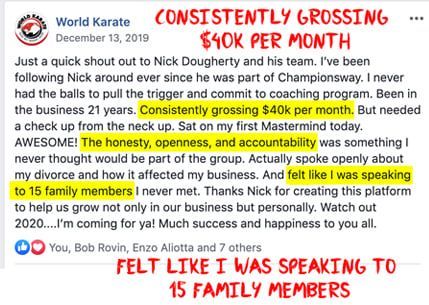 A facebook post that says `` consistently grossing $ 40k per month ''