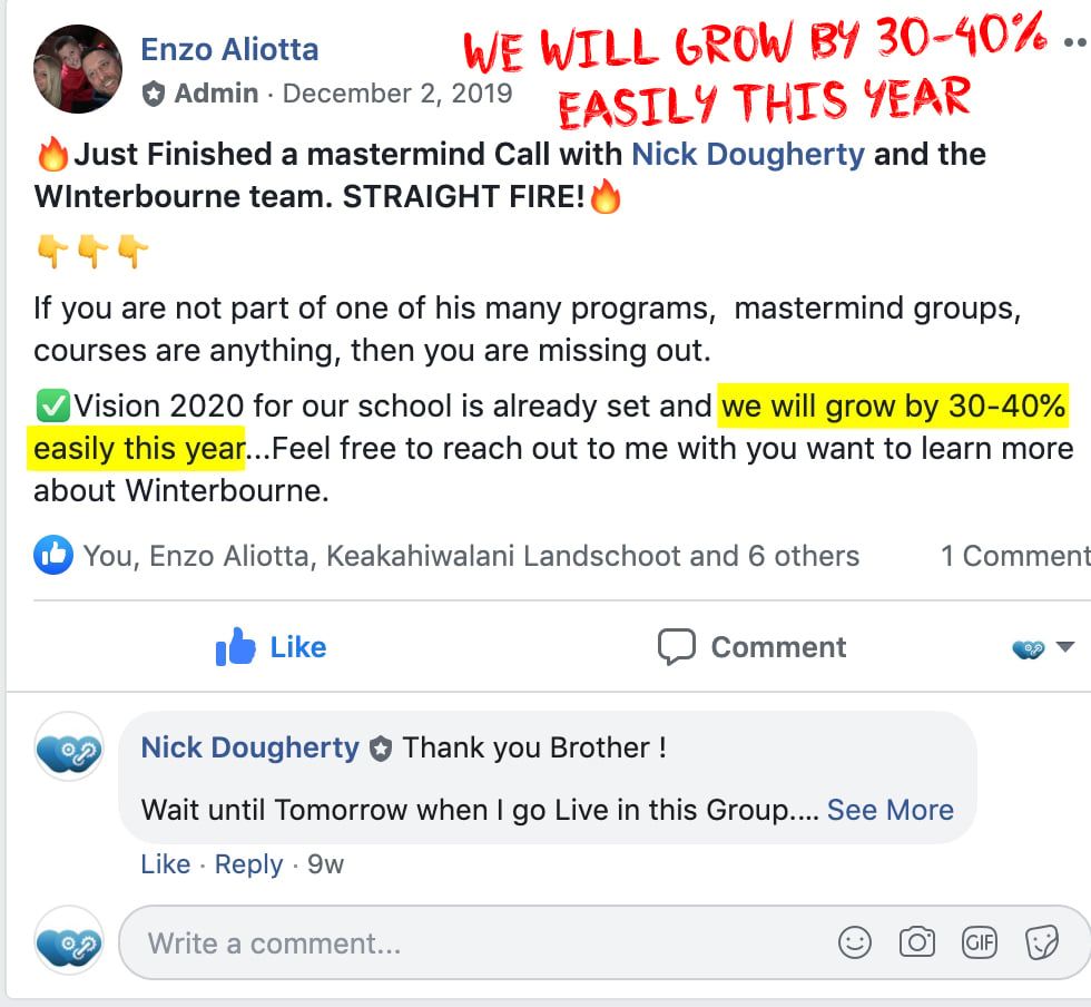 A facebook post that says we will grow by 30-40% easily this year