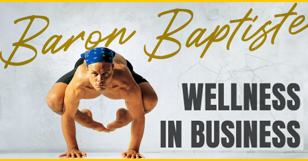 Baron baptiste wellness in business logo with a man doing yoga