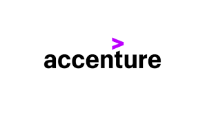 Accenture logo: Black text with a purple greater-than symbol over the 