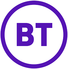 Purple BT logo: White circle inside purple circle, with purple