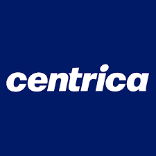 Centrica logo: White text on a dark blue background.
