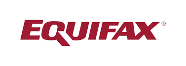 Equifax logo in burgundy on white background.