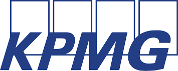 KPMG logo in blue with four stylized boxes above the letters.