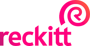 Reckitt logo: pink text with stylized swirl/letter 