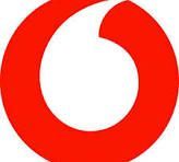 Red and white Vodafone logo: a stylized speech mark within a circle.