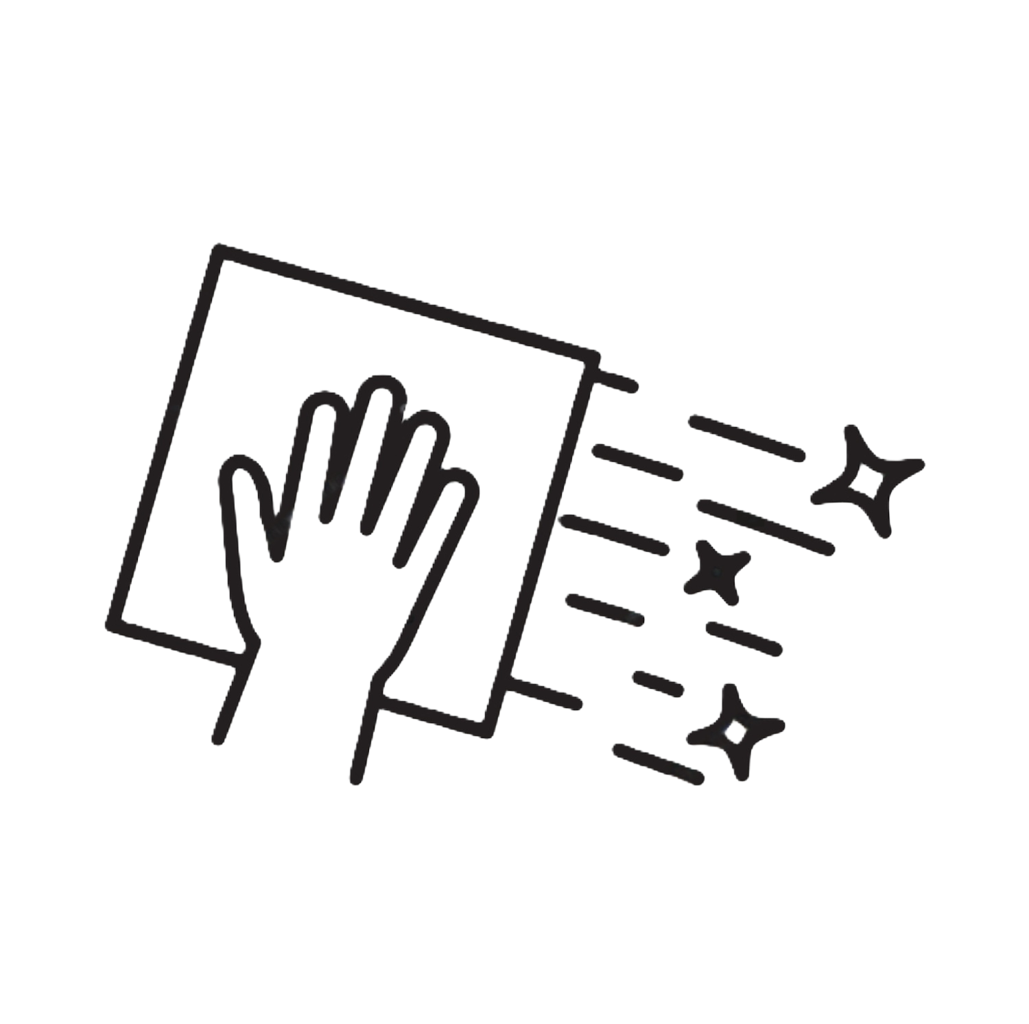 A hand is cleaning a piece of paper with a cloth.