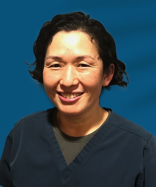 Lake hills family dentistry logo on a blue background