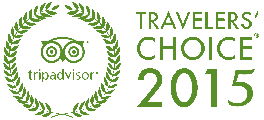TripAdvisor Travelers’ Choice 2015 green award badge with laurel wreath logo