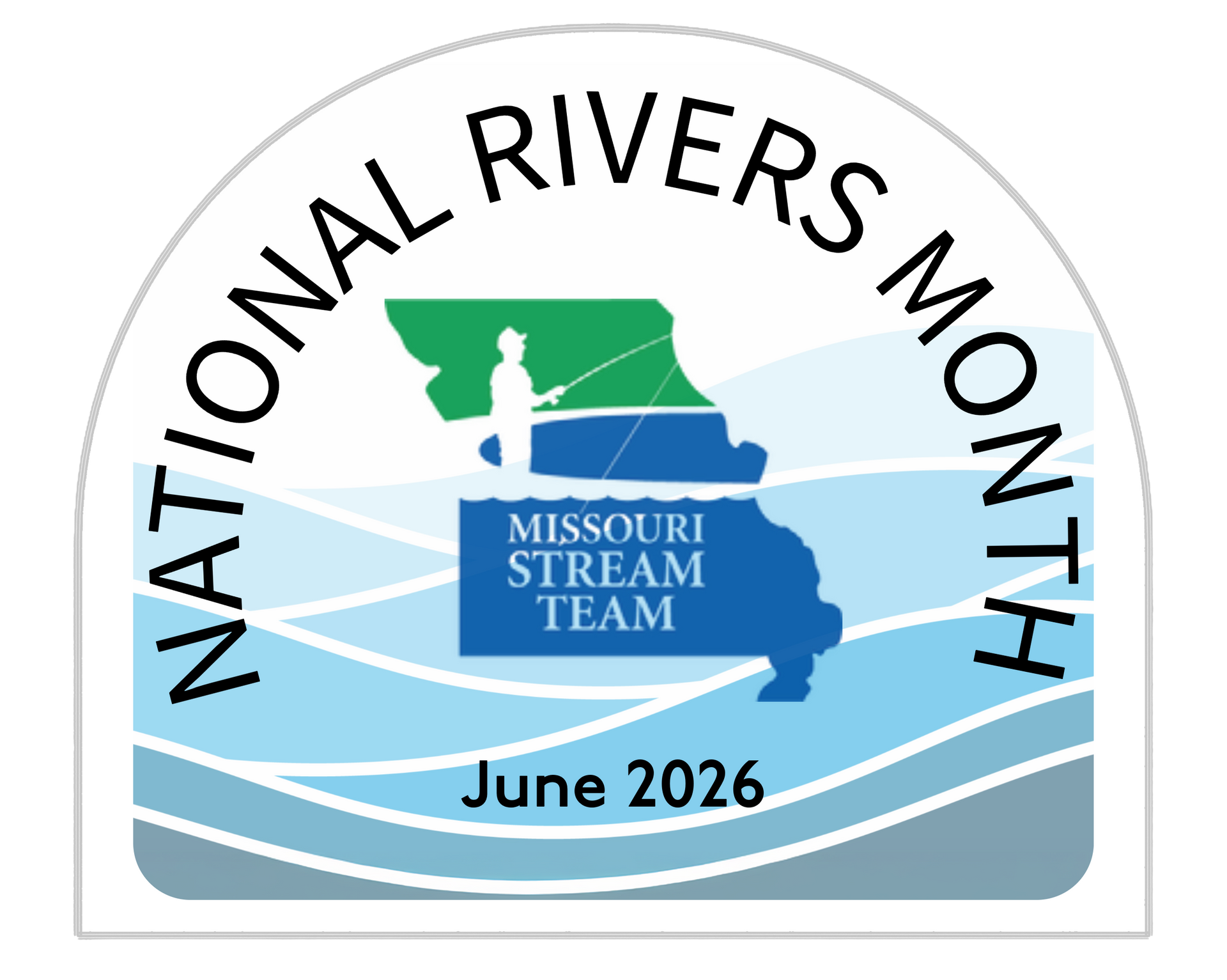 National Rivers Month logo with Missouri Stream Team and “June 2026” text