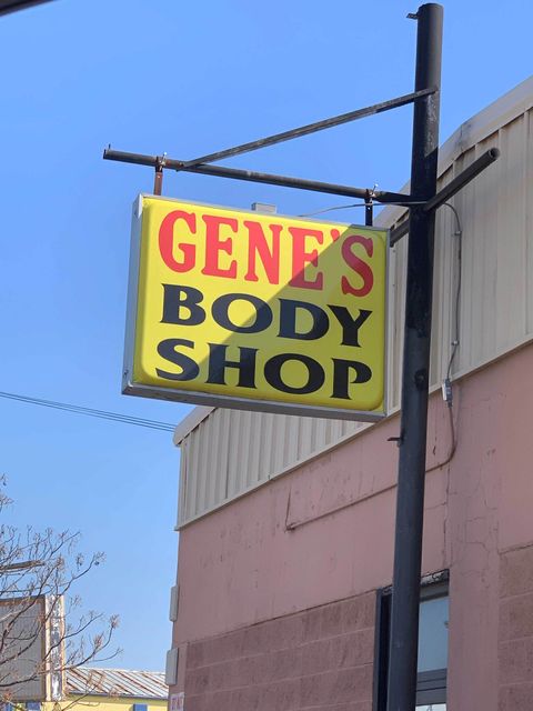 Gene's body shop sign board — Denton, TX — Gene's Paint & Body Shop