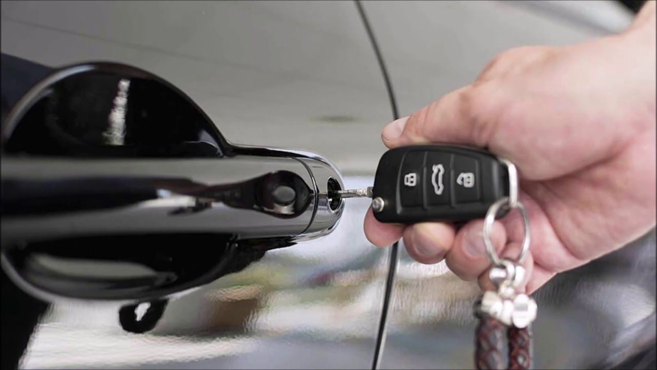 Hand holding car lock