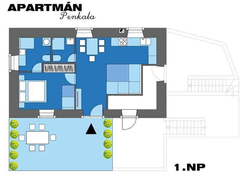 Pôdorys apartmánu Penkala